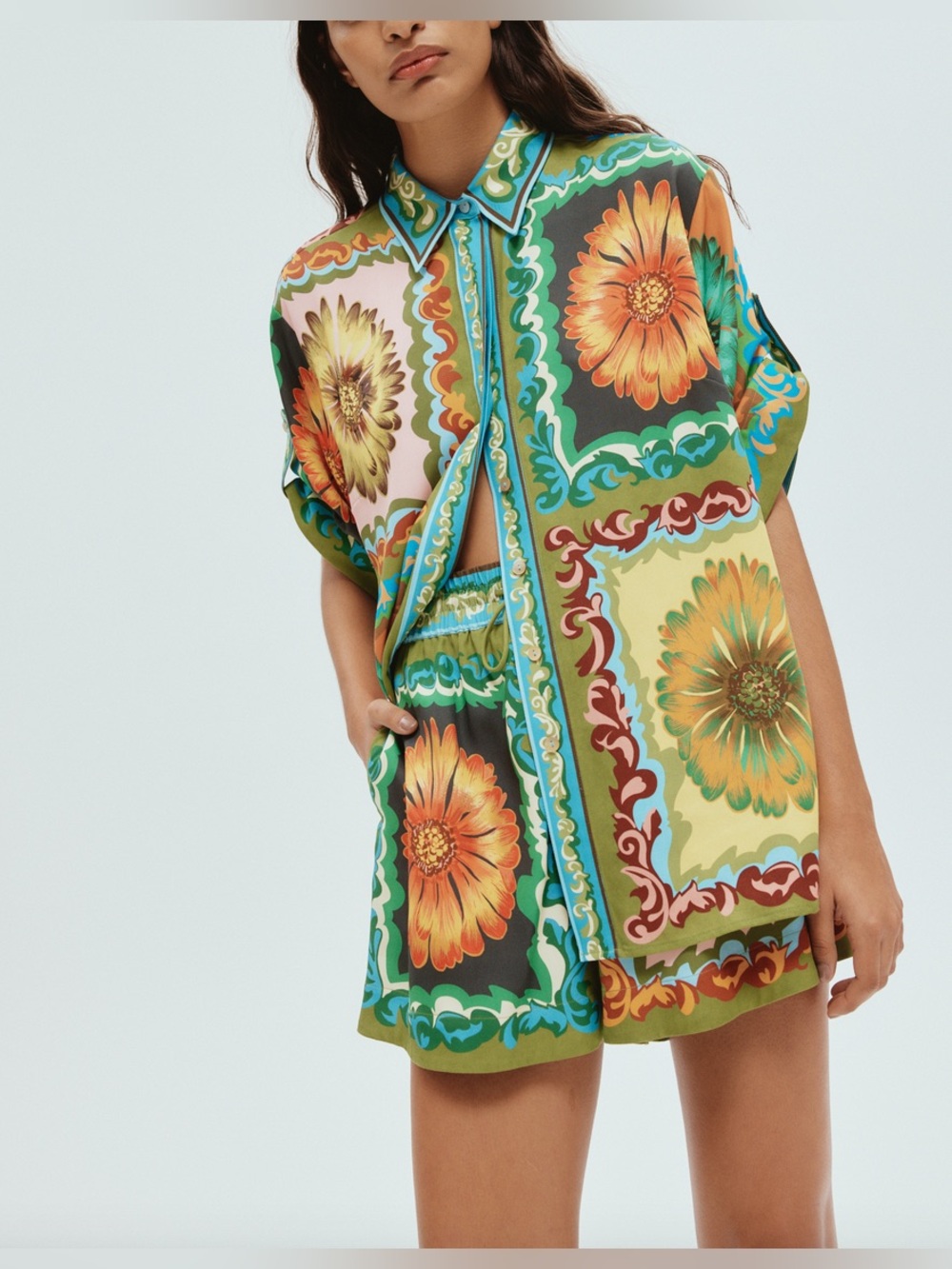 ALEMAIS Disco Daisy Oversized Tencel Shirt, Size 6 - Picture 4 of 13